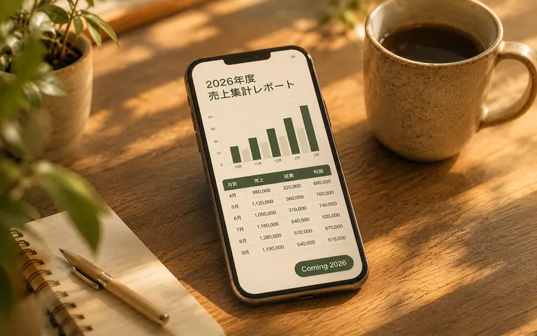 2026年度売上集計レポートのスマホプレビュー（Coming 2026）